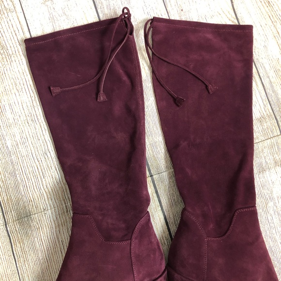 Aquatalia Lisabetta Suede Knee High Tie Back Boots - Picture 8 of 13